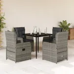 Set mobilier de grădină cu perne, 5 piese, gri, poliratan GartenMobel Dekor