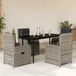 Set mobilier de grădină cu perne, 5 piese, gri, poliratan GartenMobel Dekor