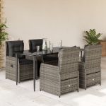 Set mobilier de grădină cu perne, 5 piese, gri, poliratan GartenMobel Dekor