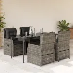 Set mobilier de grădină cu perne, 5 piese, gri, poliratan GartenMobel Dekor
