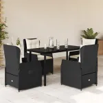 Set mobilier de grădină cu perne, 5 piese, negru, poliratan GartenMobel Dekor