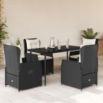 Set mobilier de grădină cu perne, 5 piese, negru, poliratan GartenMobel Dekor