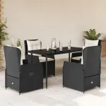 Set mobilier de grădină cu perne, 5 piese, negru, poliratan GartenMobel Dekor