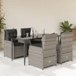 Set mobilier de grădină cu perne, 5 piese gri deschis poliratan GartenMobel Dekor