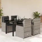 Set mobilier de grădină cu perne, 5 piese gri deschis poliratan GartenMobel Dekor