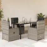 Set mobilier de grădină cu perne, 5 piese gri deschis poliratan GartenMobel Dekor