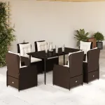 Set mobilier de grădină cu perne, 7 piese, maro, poliratan GartenMobel Dekor