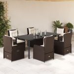 Set mobilier de grădină cu perne, 7 piese, maro, poliratan GartenMobel Dekor
