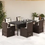 Set mobilier de grădină cu perne, 7 piese, maro, poliratan GartenMobel Dekor