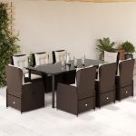 Set mobilier de grădină cu perne, 9 piese, maro, poliratan GartenMobel Dekor
