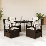Set mobilier de grădină, 5 piese, cu perne, maro, poliratan GartenMobel Dekor