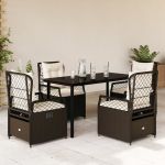 Set mobilier de grădină, 5 piese, cu perne, maro, poliratan GartenMobel Dekor
