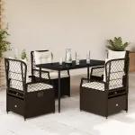 Set mobilier de grădină, 5 piese, cu perne, maro, poliratan GartenMobel Dekor
