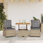 Set mobilier de grădină cu perne, 3 piese, bej, poliratan GartenMobel Dekor