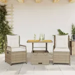 Set mobilier de grădină cu perne, 3 piese, bej, poliratan GartenMobel Dekor