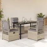 Set mobilier de grădină cu perne, 5 piese, bej, poliratan GartenMobel Dekor
