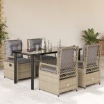 Set mobilier de grădină cu perne, 5 piese, bej, poliratan GartenMobel Dekor