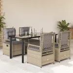 Set mobilier de grădină cu perne, 5 piese, bej, poliratan GartenMobel Dekor