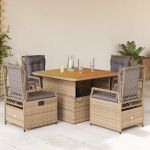 Set mobilier de grădină cu perne, 5 piese, bej, poliratan GartenMobel Dekor