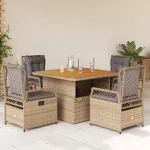 Set mobilier de grădină cu perne, 5 piese, bej, poliratan GartenMobel Dekor