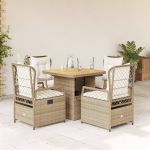 Set mobilier de grădină cu perne, 5 piese, bej, poliratan GartenMobel Dekor