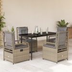 Set mobilier de grădină cu perne, 5 piese, bej, poliratan GartenMobel Dekor
