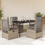 Set mobilier de grădină cu perne, 5 piese, bej, poliratan GartenMobel Dekor
