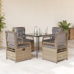 Set mobilier de grădină cu perne, 5 piese, bej, poliratan GartenMobel Dekor