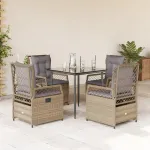 Set mobilier de grădină cu perne, 5 piese, bej, poliratan GartenMobel Dekor