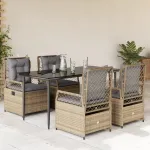 Set mobilier de grădină cu perne, 5 piese, bej, poliratan GartenMobel Dekor