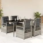 Set mobilier de grădină cu perne, 5 piese, gri, poliratan GartenMobel Dekor