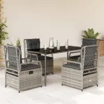 Set mobilier de grădină cu perne, 5 piese, gri, poliratan GartenMobel Dekor