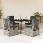Set mobilier de grădină cu perne, 5 piese, gri, poliratan GartenMobel Dekor