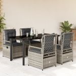 Set mobilier de grădină cu perne, 5 piese, gri, poliratan GartenMobel Dekor