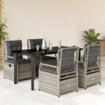 Set mobilier de grădină cu perne, 5 piese, gri, poliratan GartenMobel Dekor