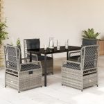 Set mobilier de grădină cu perne, 5 piese, gri, poliratan GartenMobel Dekor