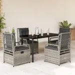 Set mobilier de grădină cu perne, 5 piese, gri, poliratan GartenMobel Dekor