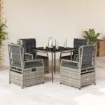 Set mobilier de grădină cu perne, 5 piese, gri, poliratan GartenMobel Dekor