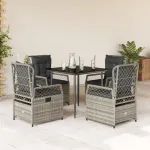 Set mobilier de grădină cu perne, 5 piese, gri, poliratan GartenMobel Dekor