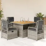 Set mobilier de grădină cu perne, 5 piese, gri, poliratan GartenMobel Dekor