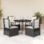Set mobilier de grădină cu perne, 5 piese, negru, poliratan GartenMobel Dekor