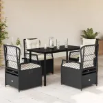 Set mobilier de grădină cu perne, 5 piese, negru, poliratan GartenMobel Dekor