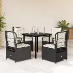 Set mobilier de grădină cu perne, 5 piese, negru, poliratan GartenMobel Dekor