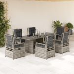 Set mobilier de grădină cu perne, 7 piese, gri, poliratan GartenMobel Dekor