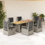 Set mobilier de grădină cu perne, 7 piese, gri, poliratan GartenMobel Dekor