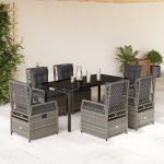 Set mobilier de grădină cu perne, 7 piese, gri, poliratan GartenMobel Dekor
