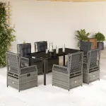 Set mobilier de grădină cu perne, 7 piese, gri, poliratan GartenMobel Dekor