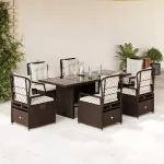 Set mobilier de grădină cu perne, 7 piese, maro, poliratan GartenMobel Dekor