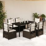 Set mobilier de grădină cu perne, 7 piese, maro, poliratan GartenMobel Dekor