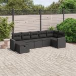 Set canapele de grădină cu perne, 7 piese, negru, poliratan GartenMobel Dekor